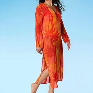 Mynah Womens Exotic Sunset Palm Trees Dress Swimsuit Cover-Up